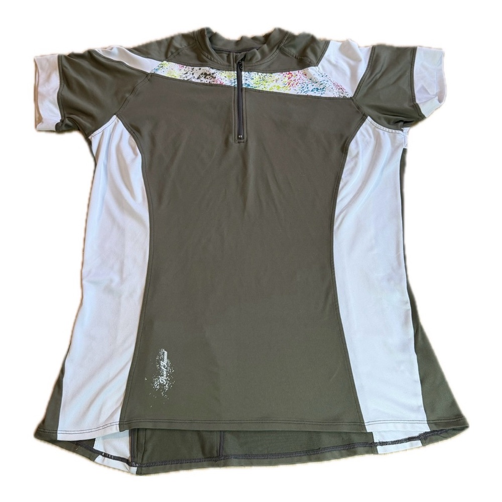 Pearl Izumi Olive Green and White Short Sleeve Cycling Tee